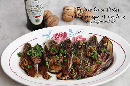 Endives caramélisées au balsamique et aux noix