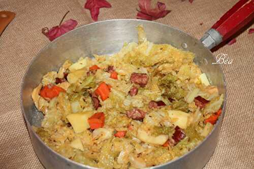 Fricassée de chou à la saucisse de Montbeliard