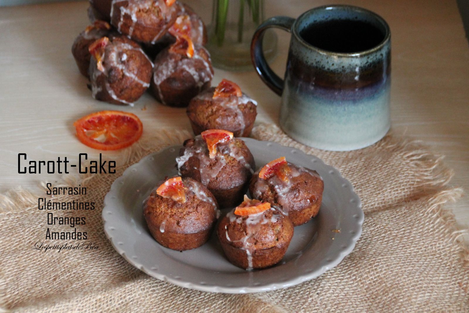 Petits carott-cake au sarrasin aux agrumes confits et amandes