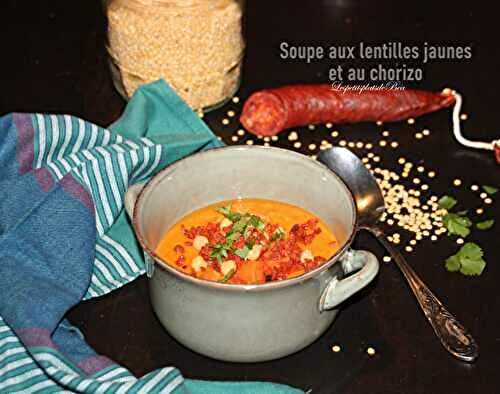 Soupe aux lentilles jaunes et chorizo