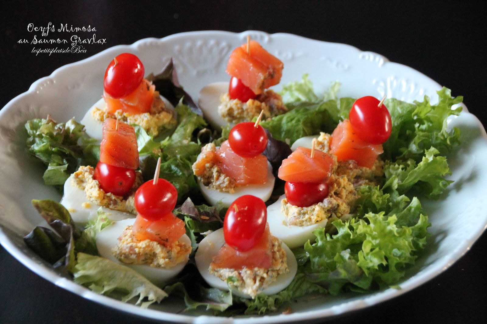 Oeufs mimosa au saumon gravlax à l'aneth