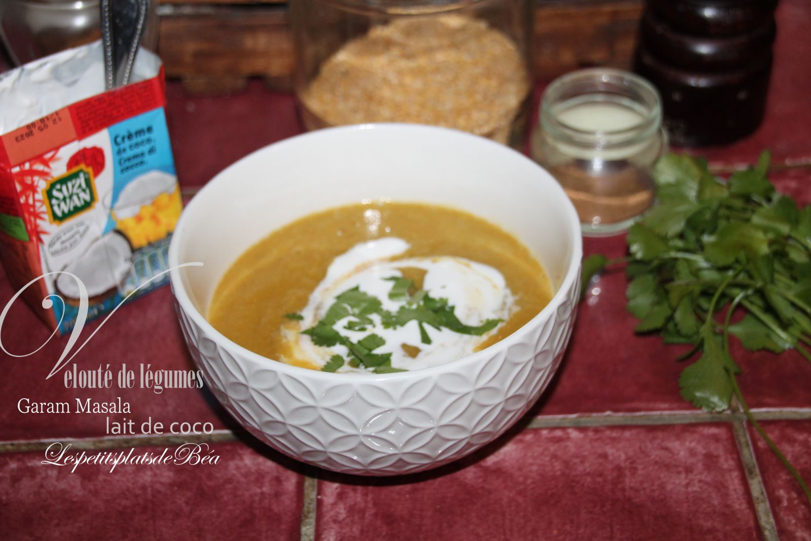 Velouté de légumes au garam masala et lait de coco