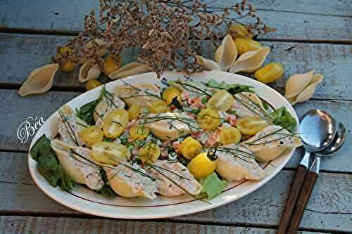 Salade de macédoine et conchiglioni farcis au thon