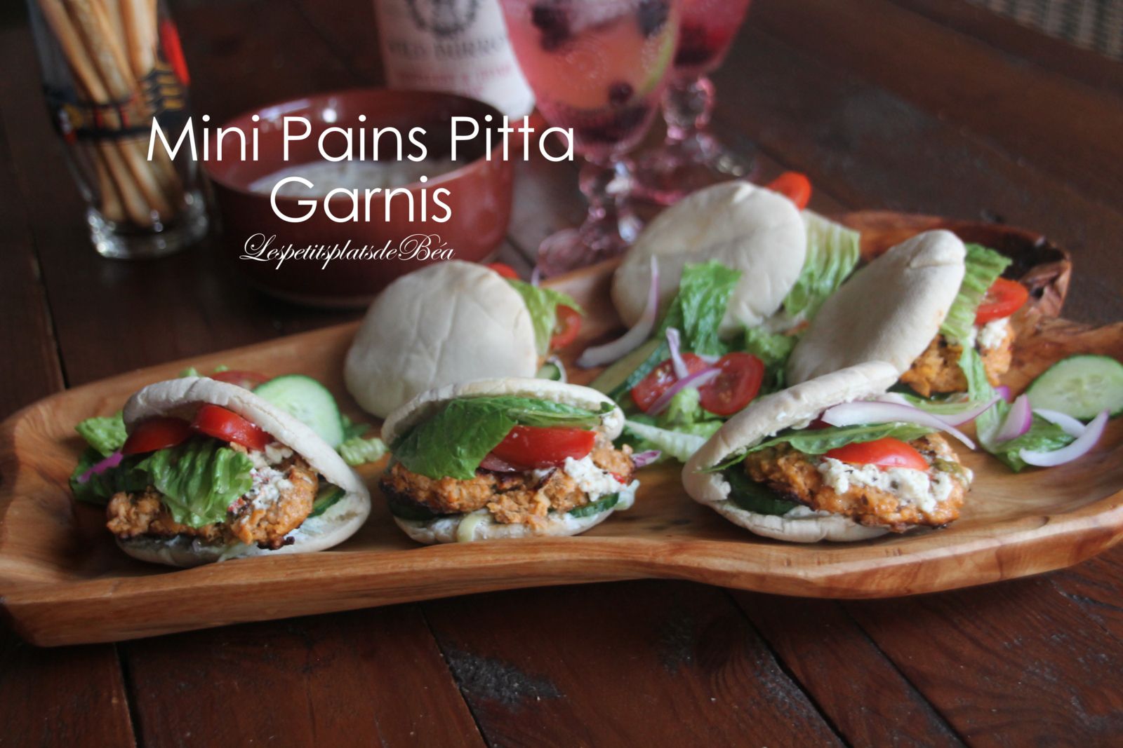 Mini pains pitta garnis pour un apéro dinatoire