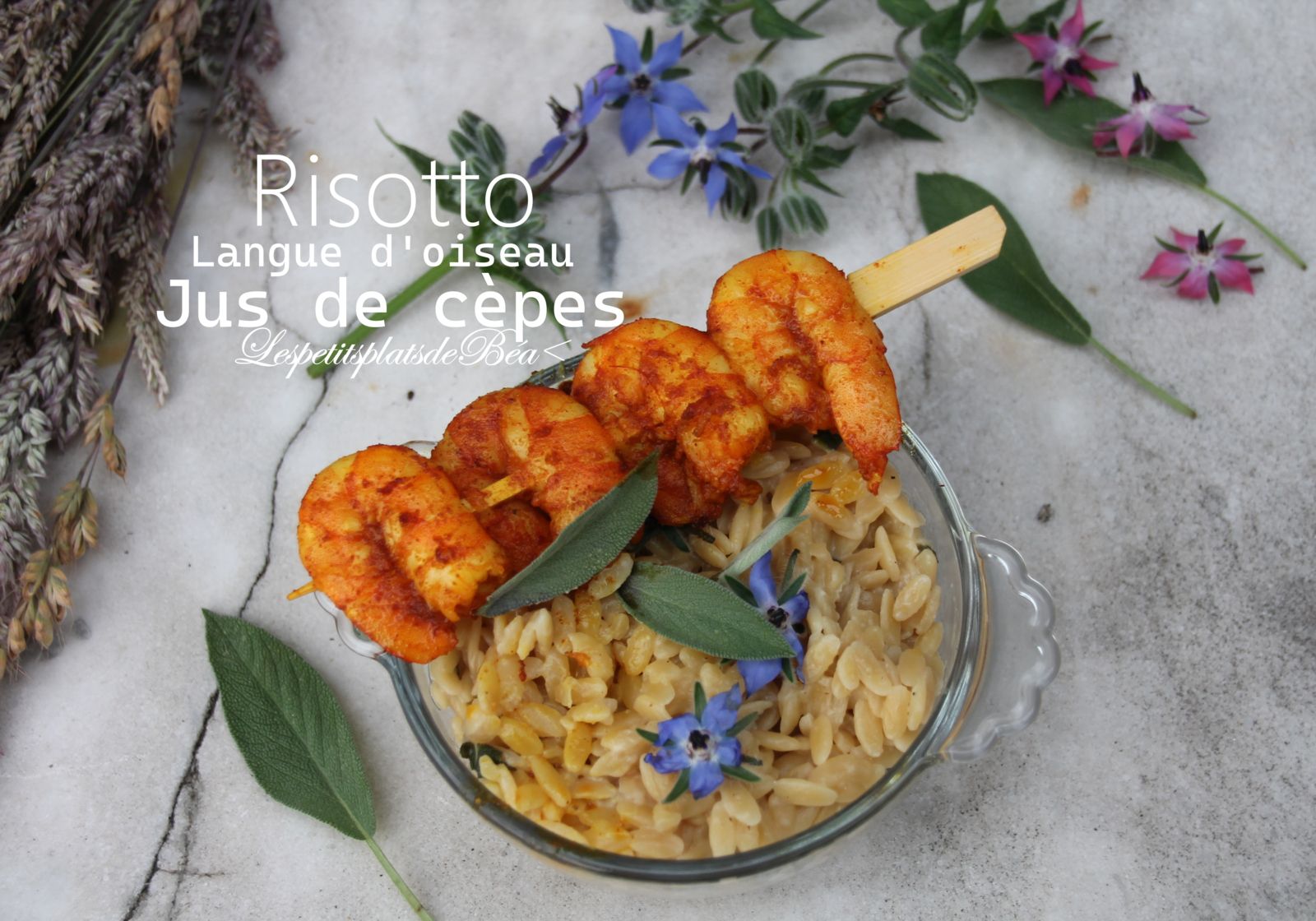 Risotto de langue d'oiseau au jus de cèpes