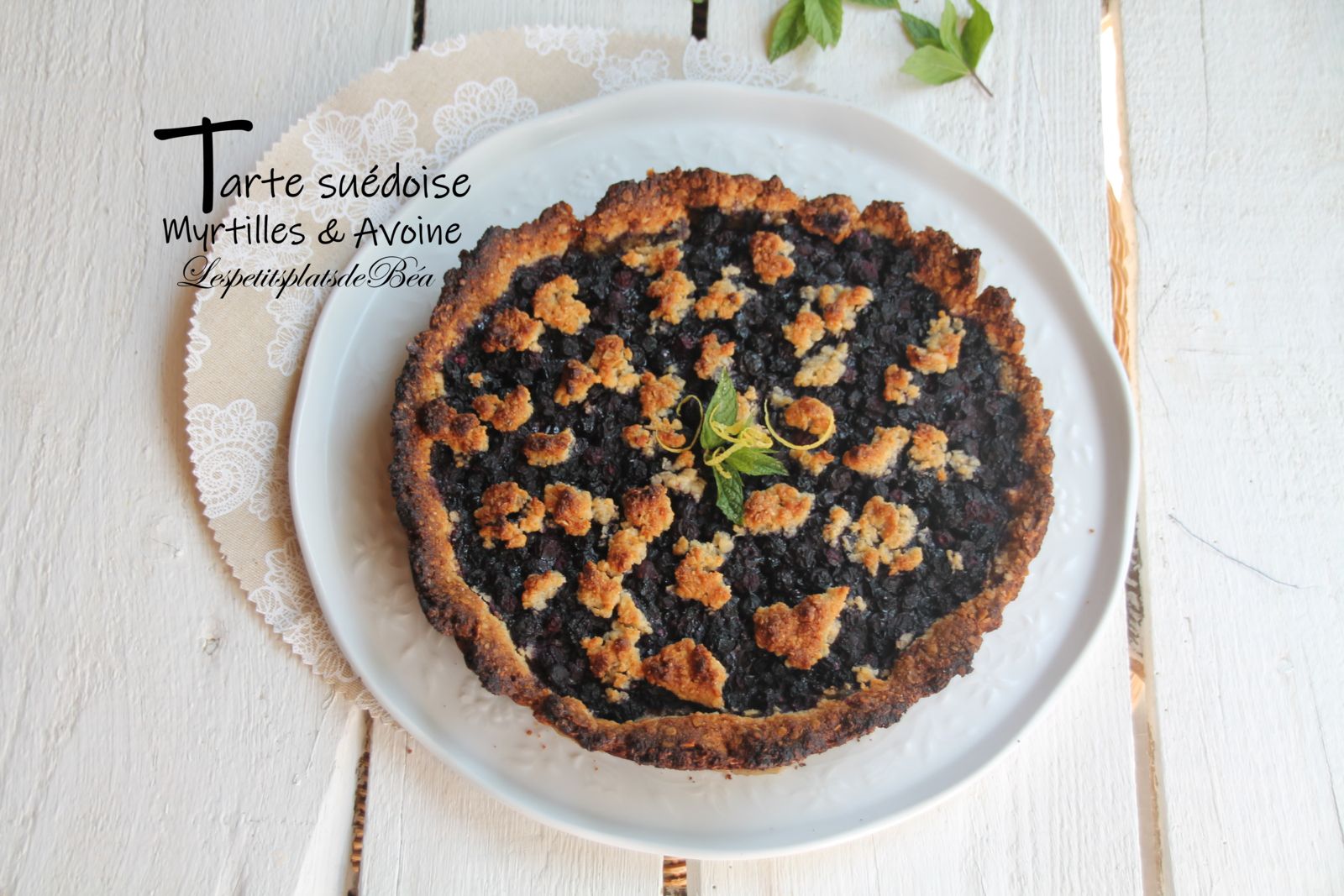 Tarte suédoise aux myrtilles et à l'avoine