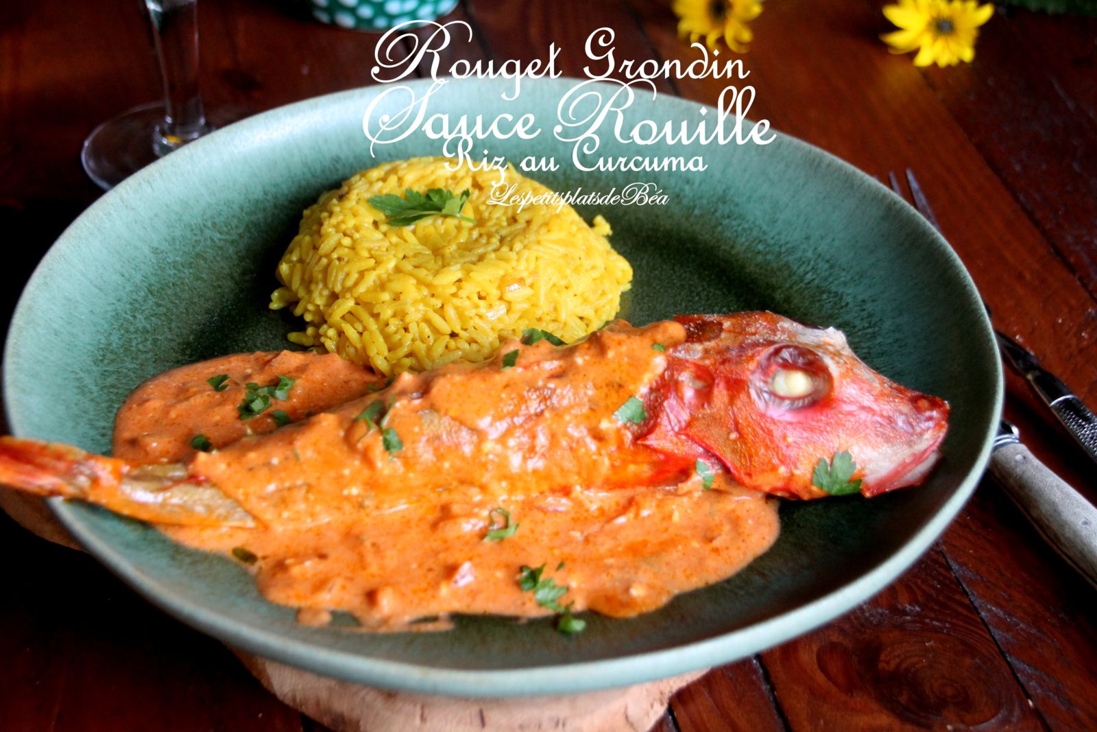 Rouget grondin sauce rouille, riz au curcuma - Balade à la côte sauvage en Loire Atlantique