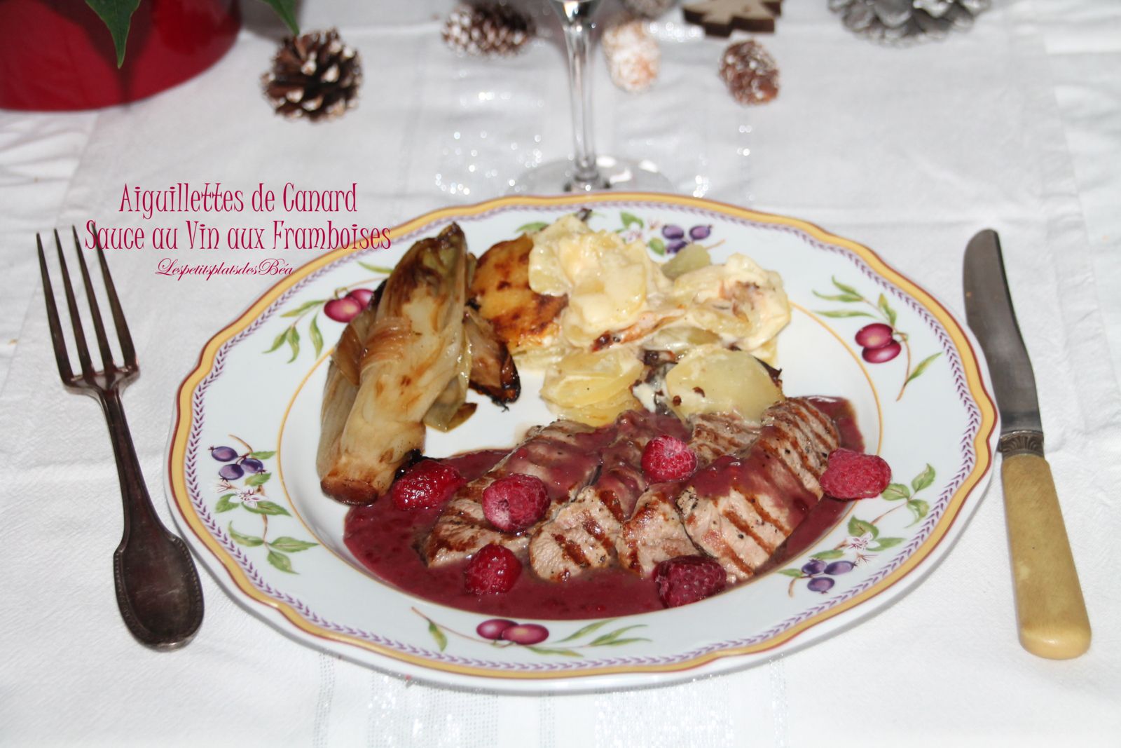 Aiguillettes de canard sauce au vin aux framboises