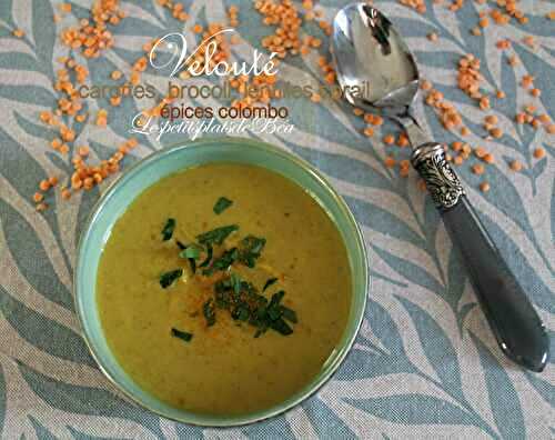 Velouté carottes, brocoli et lentilles corail aux épices à colombo