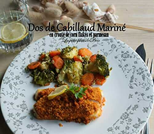 Dos de cabillaud mariné en croute de corn flakes et parmesan