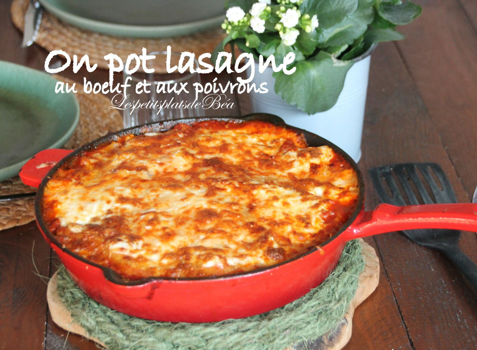 One pot lasagne au boeuf et aux poivrons ou lasagne express à la poêle