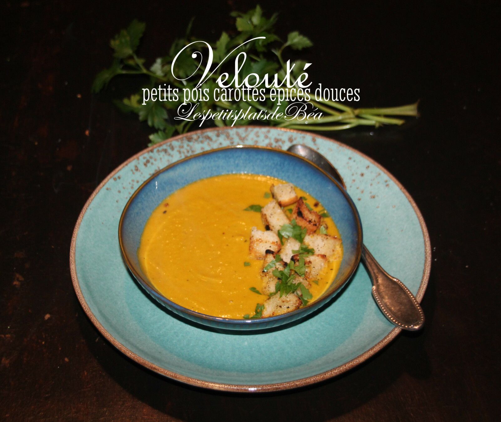 Velouté aux petits pois carottes et épices douces