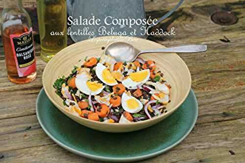 Salade composée aux lentilles beluga et haddock