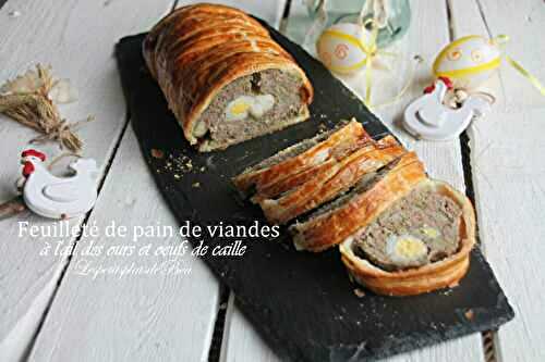 Feuilleté de pain de viandes à l'ail des ours et oeufs de caille