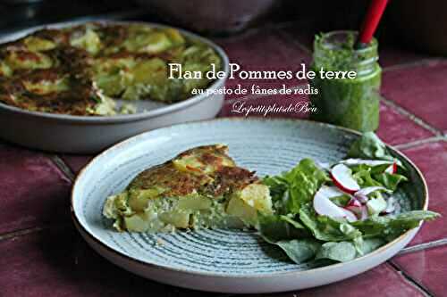 Flan de pommes de terre au pesto de fanes de radis