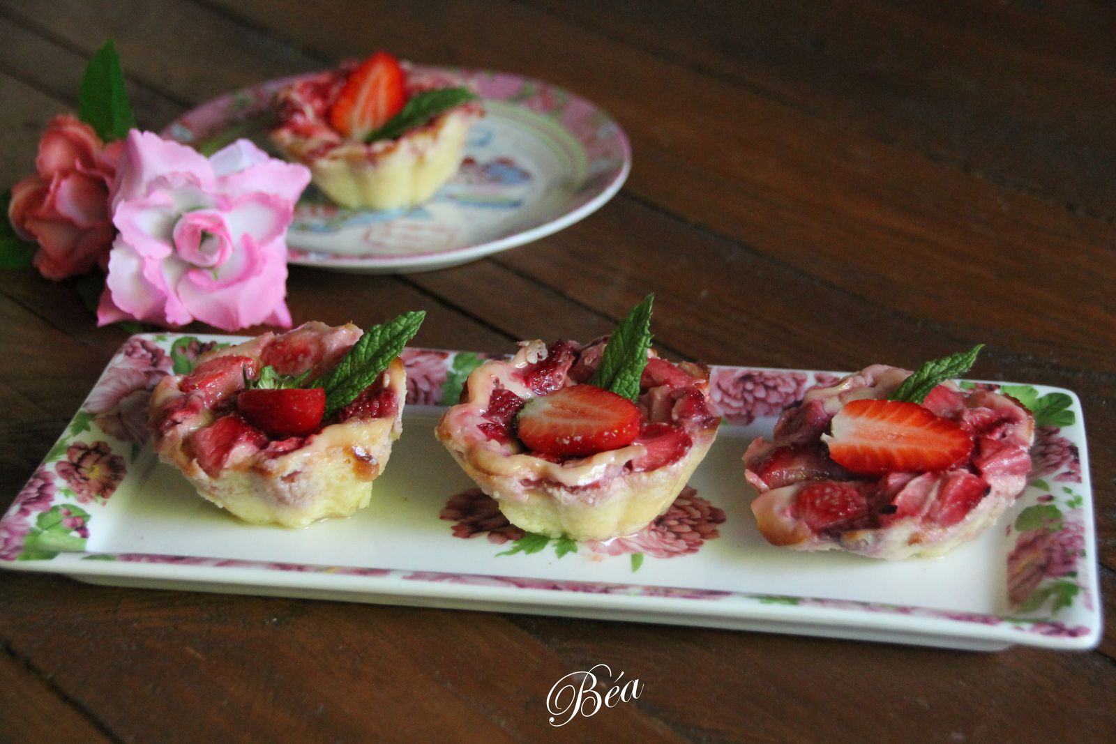 Petits flans aux fraises