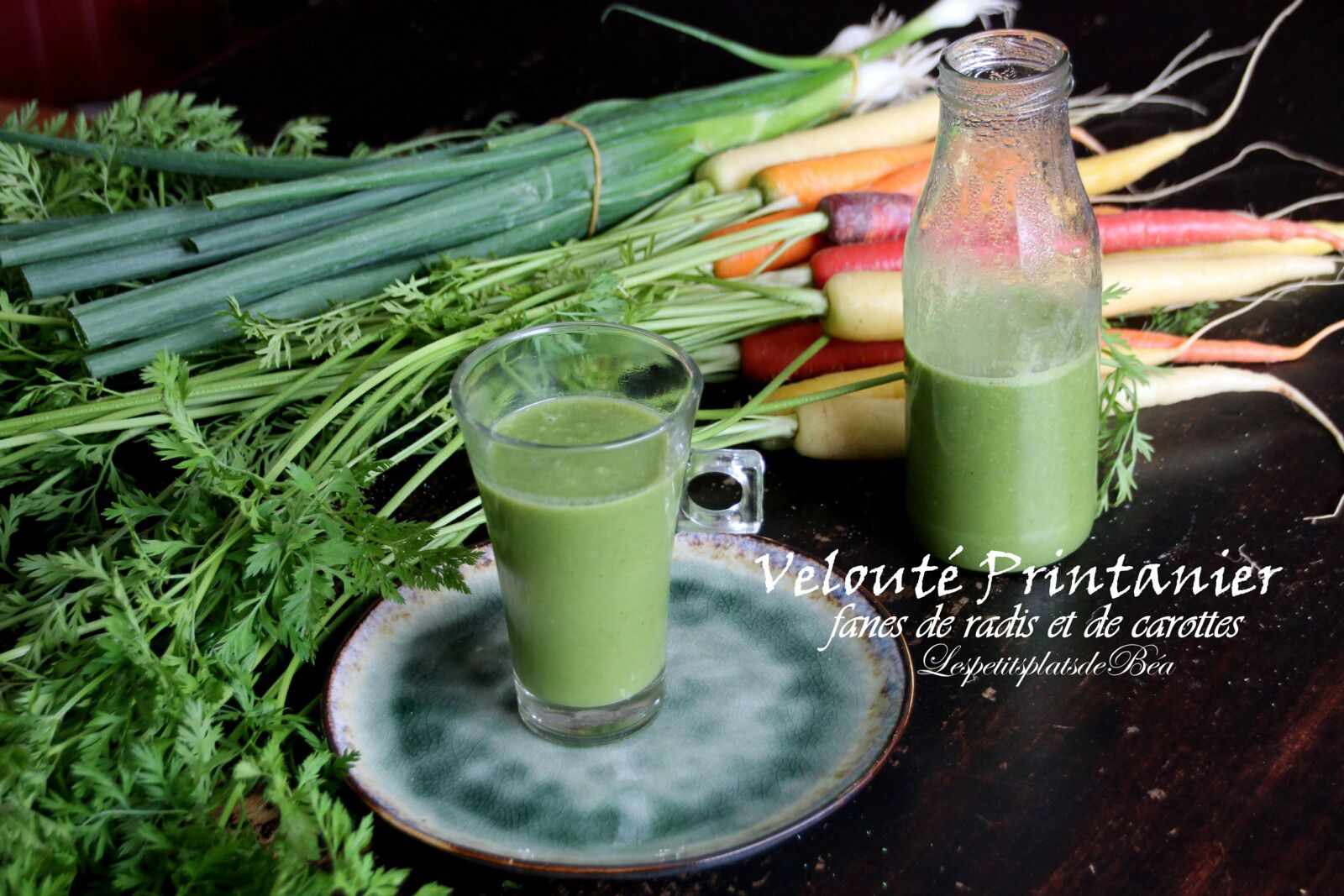 Velouté printanier, fanes de radis et de carottes