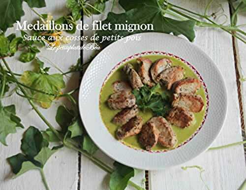 Médaillons de filet mignon à la crème de cosses de petits pois