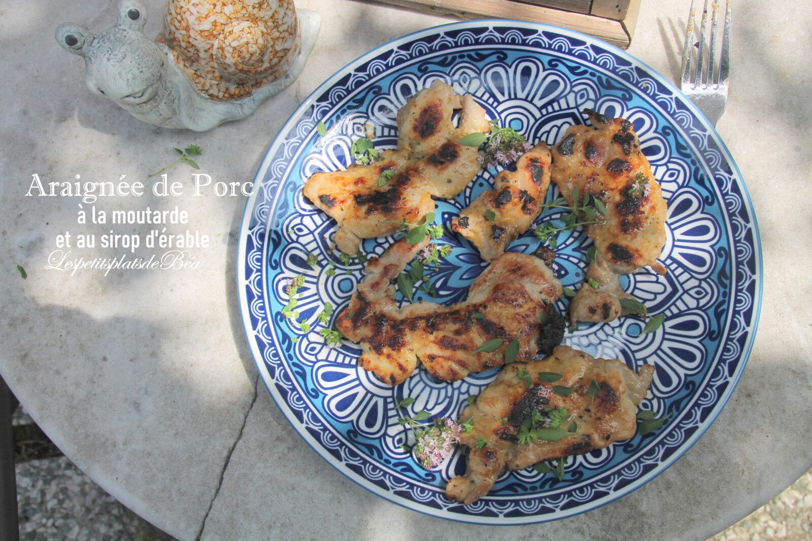 Araignée de porc à la moutarde et au sirop d'érable à la plancha