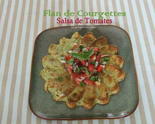 Flan de courgettes, salsa de tomates