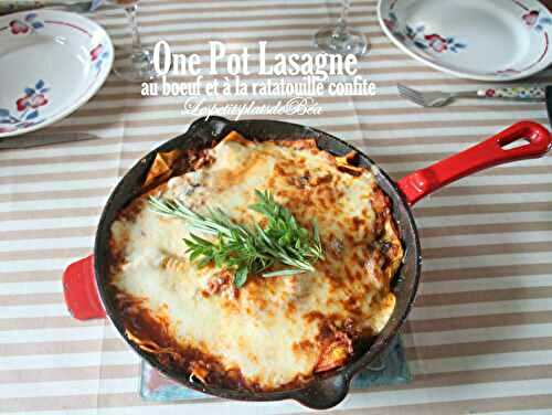 On pot lasagne au boeuf et à la ratatouille confite