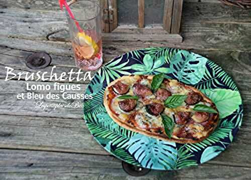 Bruschetta lomo, figues et bleu des Causses
