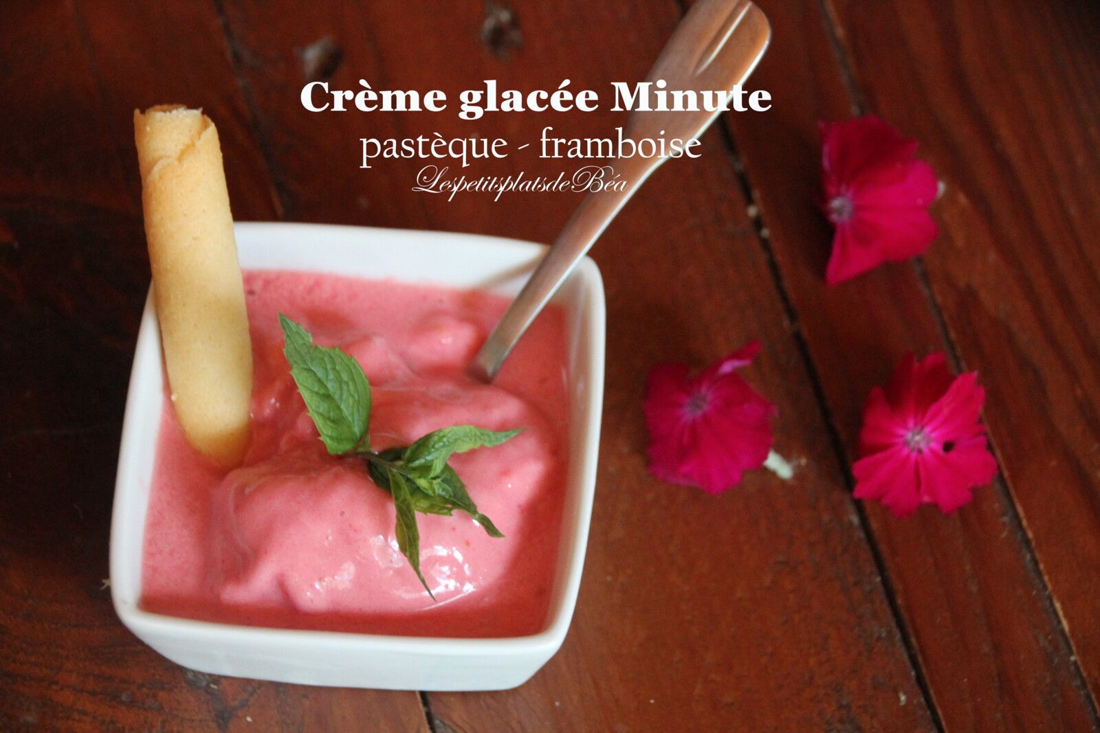 Crème glacée minute pastèque et framboise