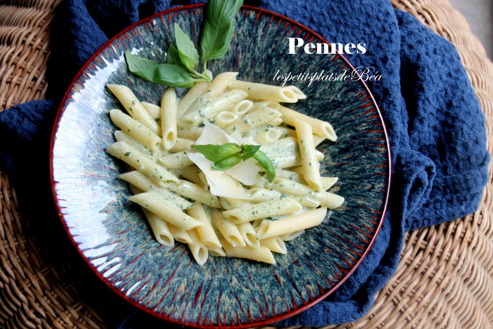 Pennes à la crème de basilic