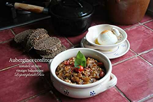 Aubergines confites aux tomates séchées et vinaigre balsamique