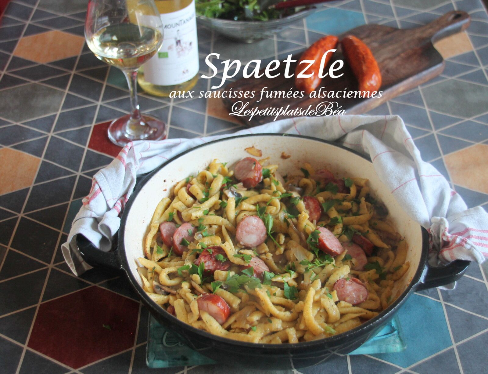 Spaetzle aux saucisses fumées alsaciennes
