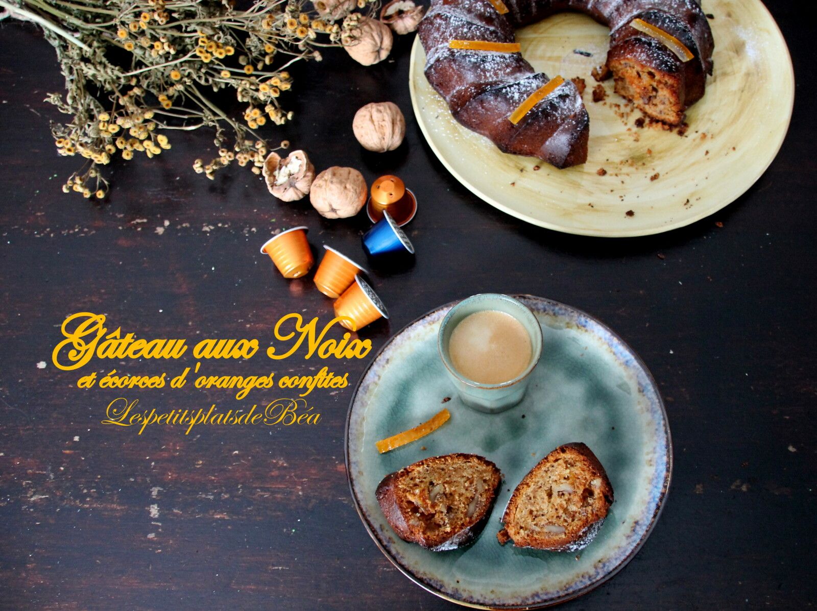 Gâteau aux noix et écorces d'oranges confites