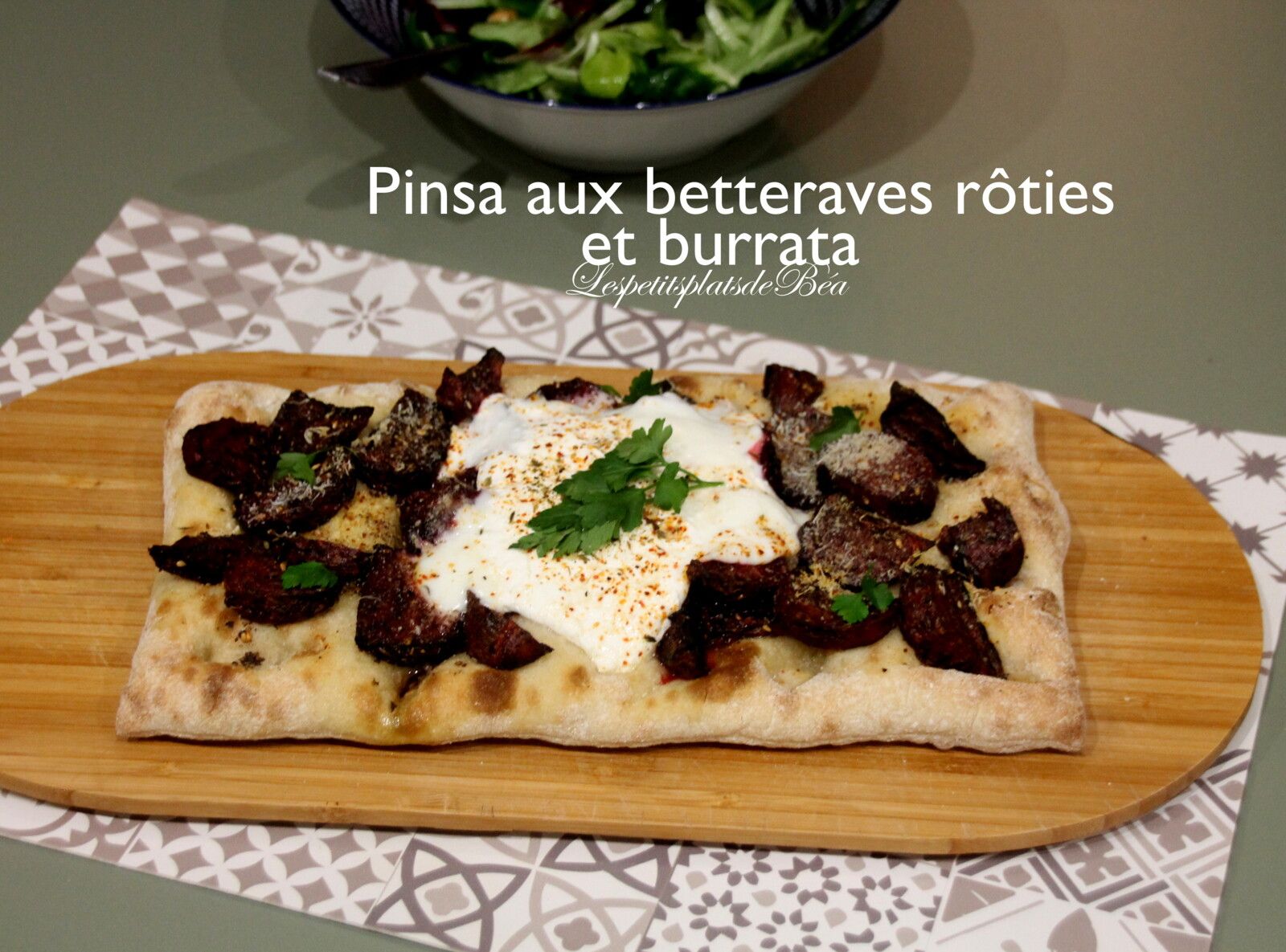 Pinsa aux betteraves rôties et burrata
