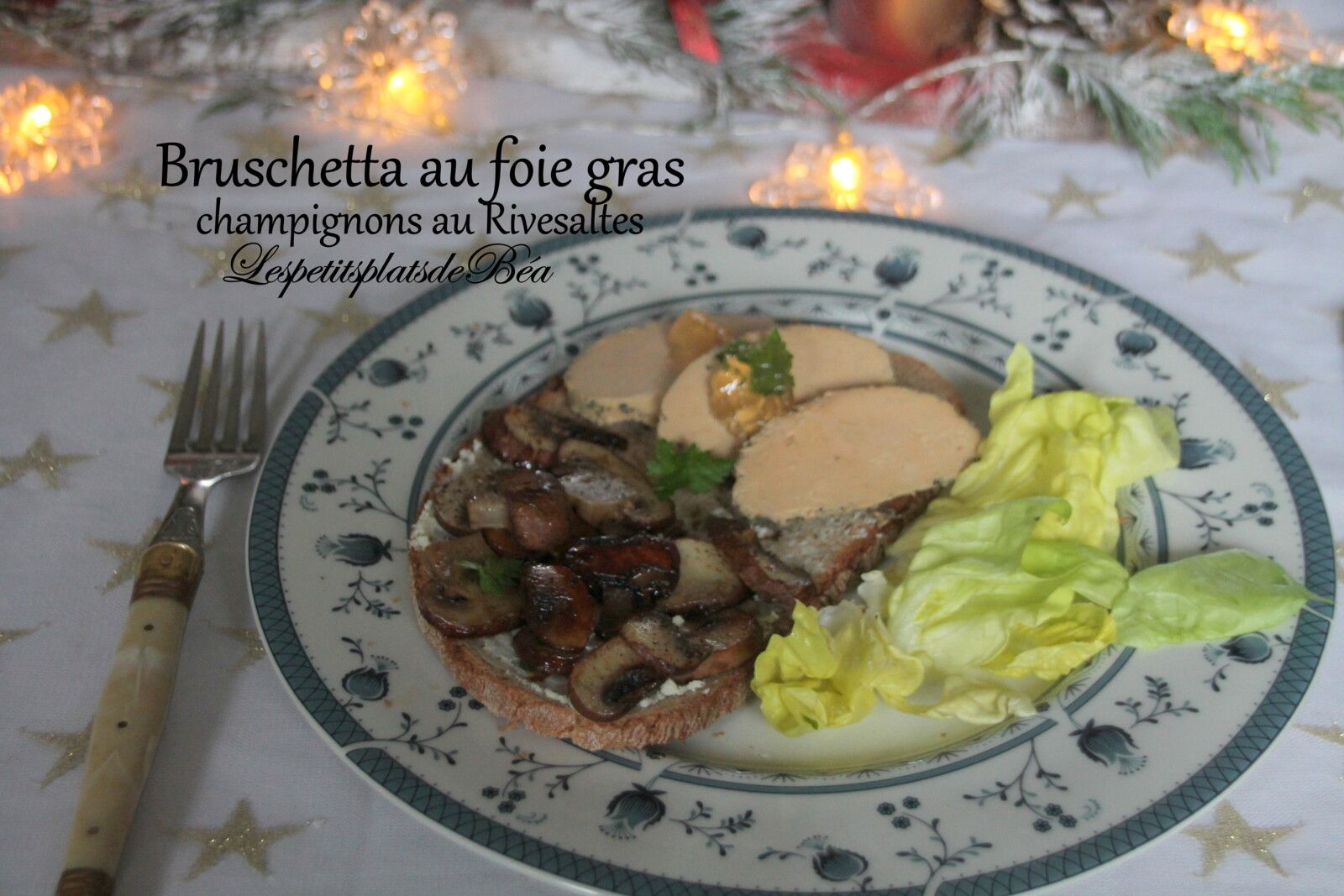 Bruschetta au foie gras et champignons au Rivesaltes 