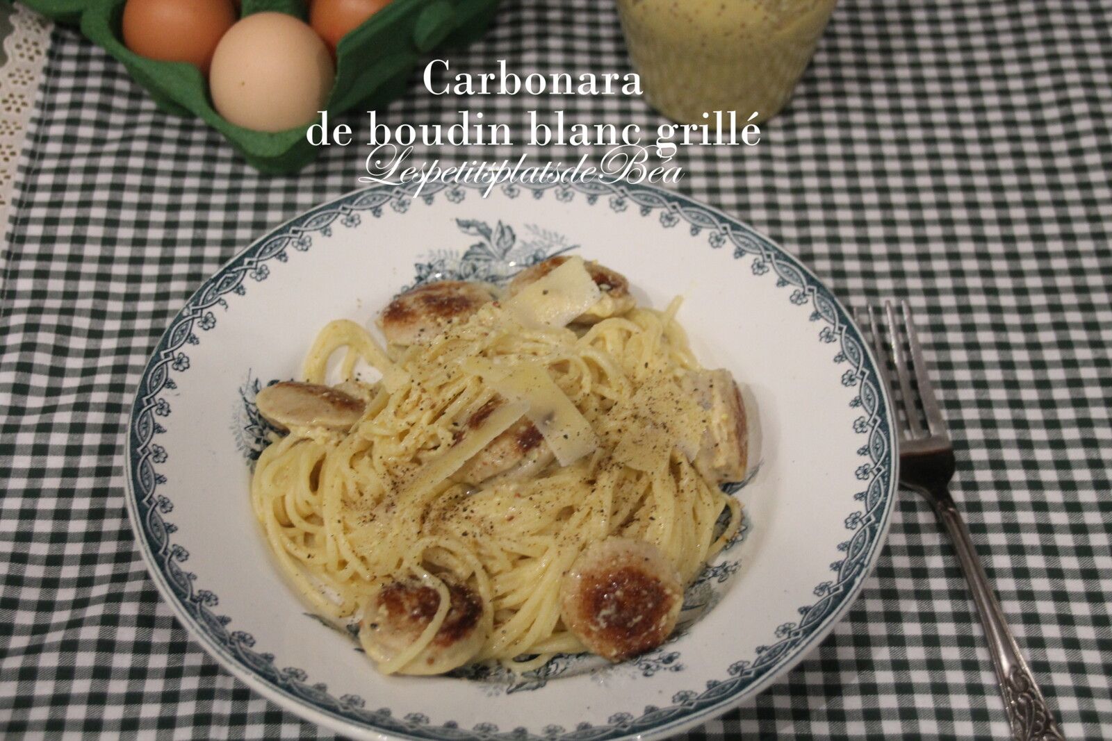 Carbonara de boudin blanc grillé