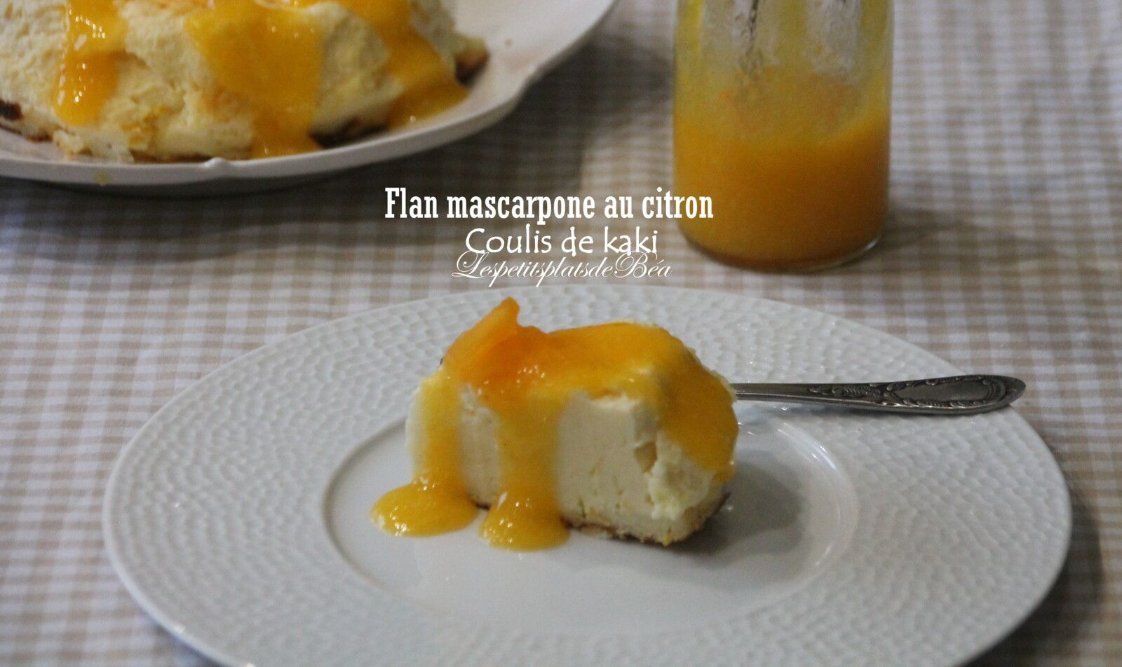 Flan mascarpone au citron et coulis de kaki