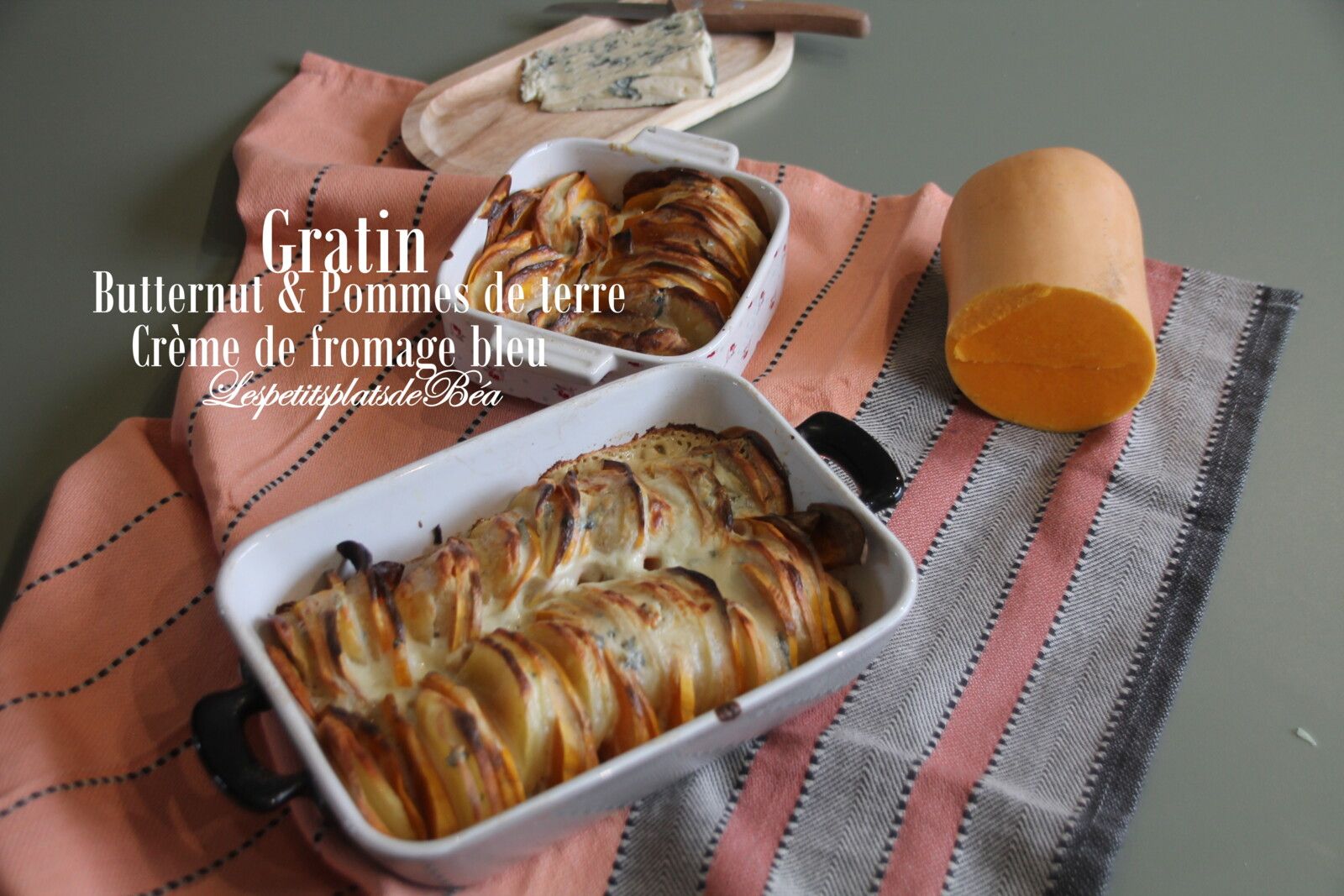 Gratin de butternut et pommes de terre crème de fromage bleu