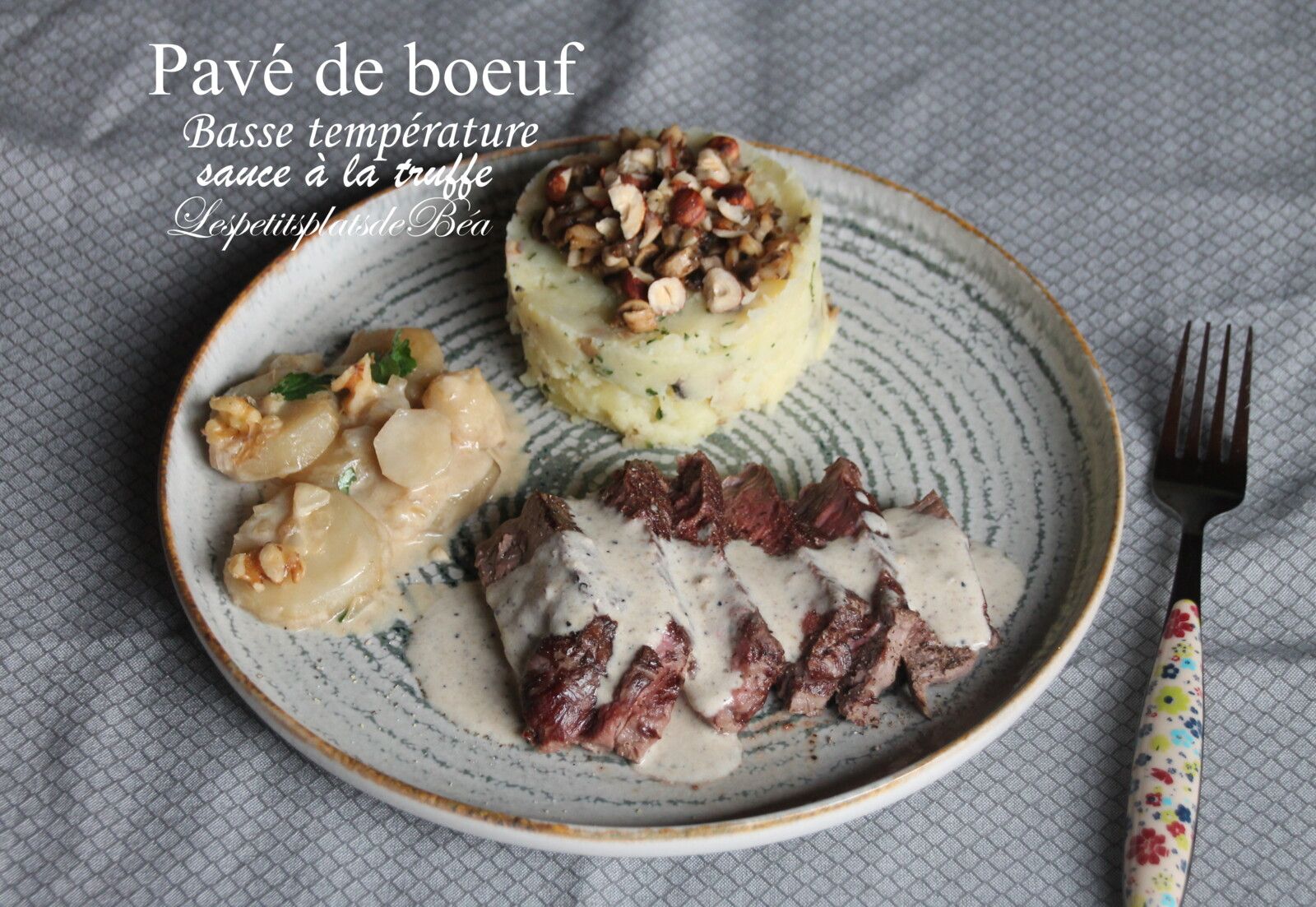 Pavé de bœuf, cuisson basse température,  sauce à la truffe