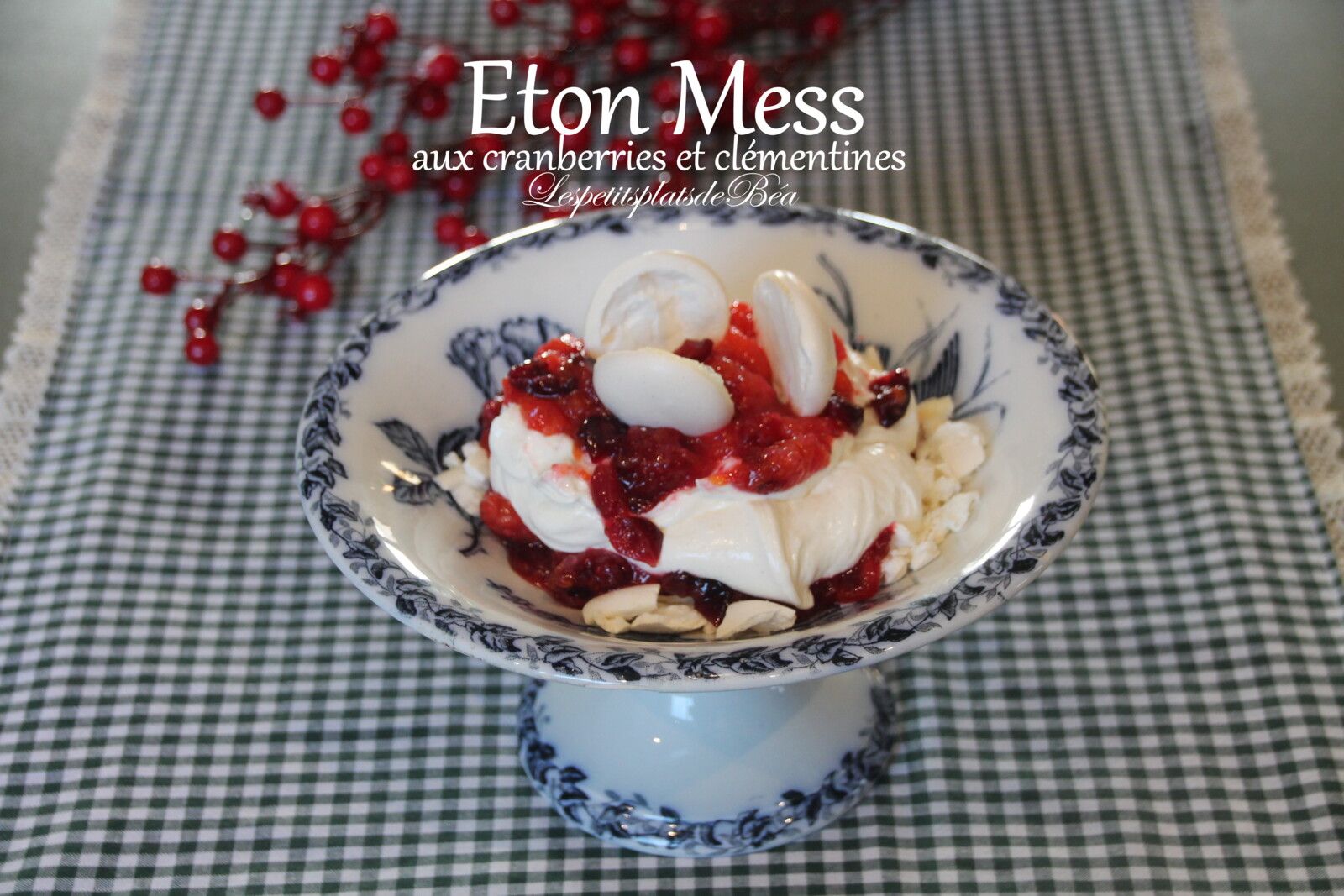 Eton mess aux cranberries et clémentines