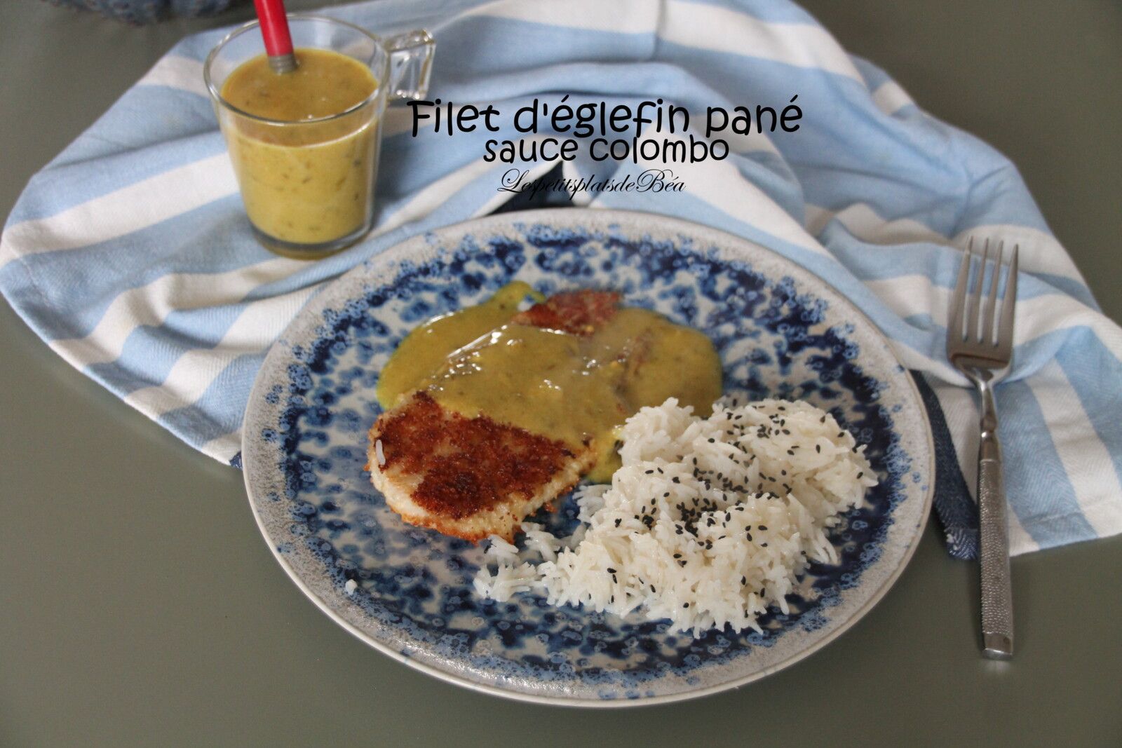 Filet d'églefin pané, sauce colombo
