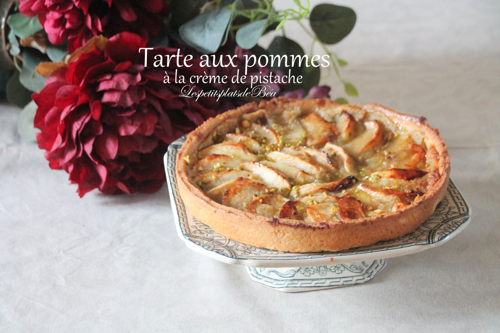 Tarte aux pommes et à la crème de pistache