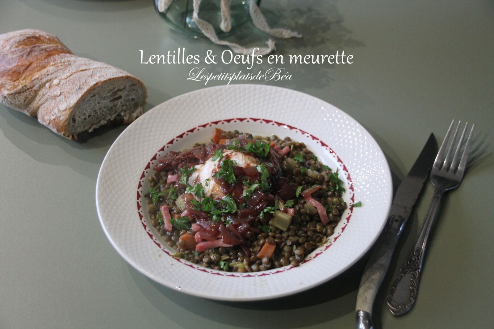 Lentilles et oeufs en meurette