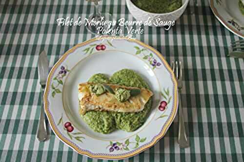 Filet de merlu au beurre de sauge, polenta verte