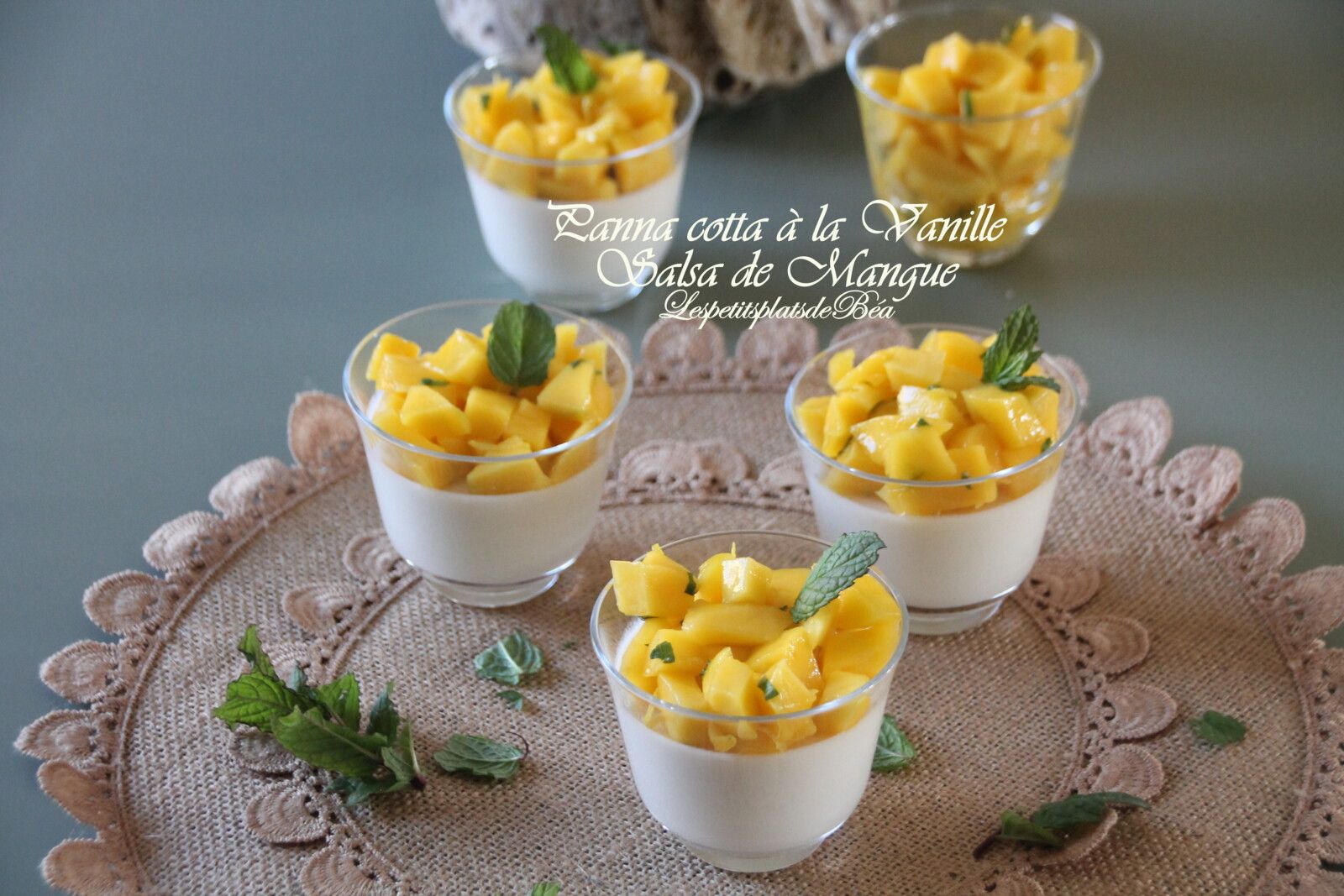 Panna cotta à la vanille, salsa de mangue