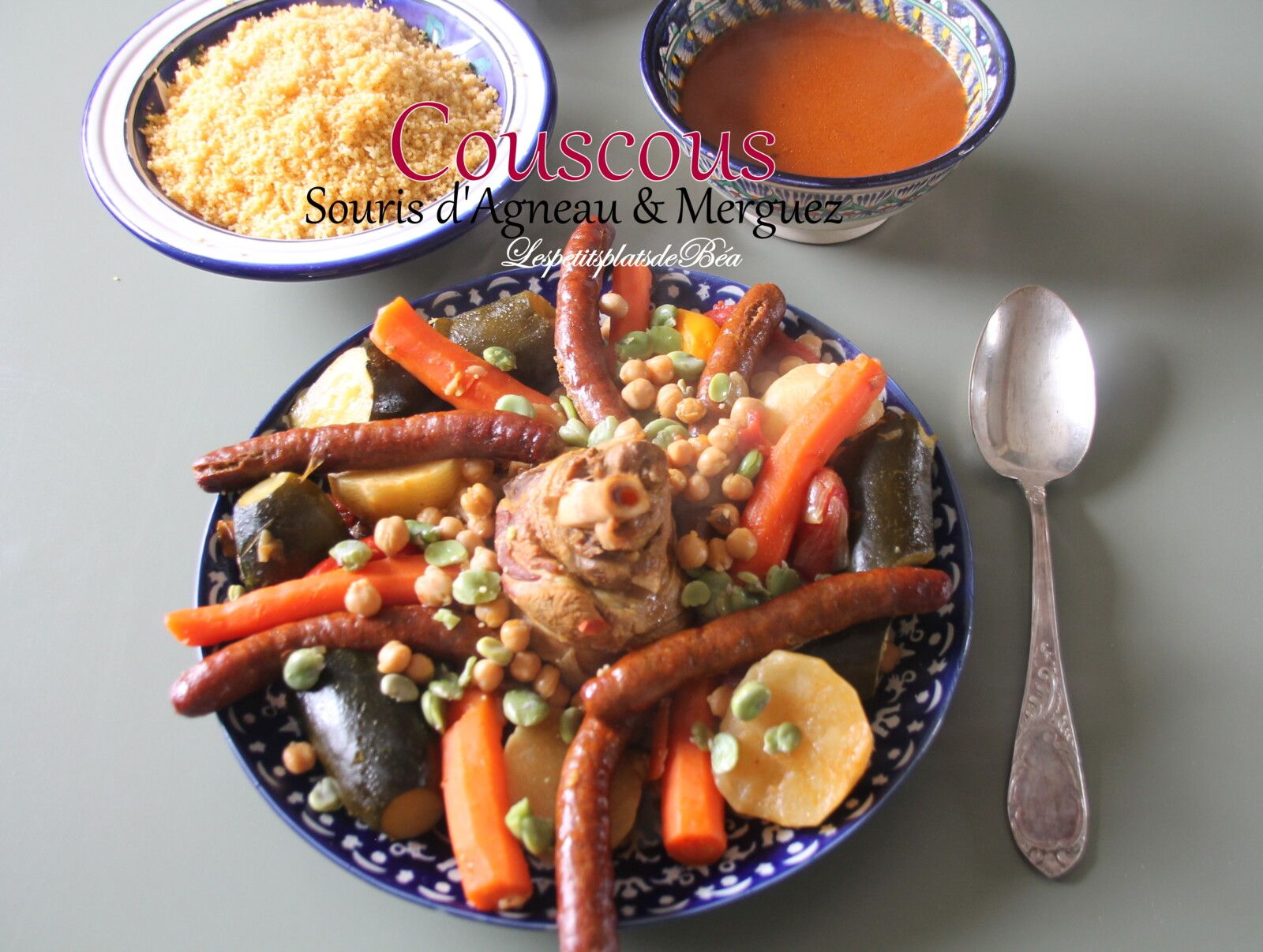 Couscous à la souris d'agneau et aux merguez
