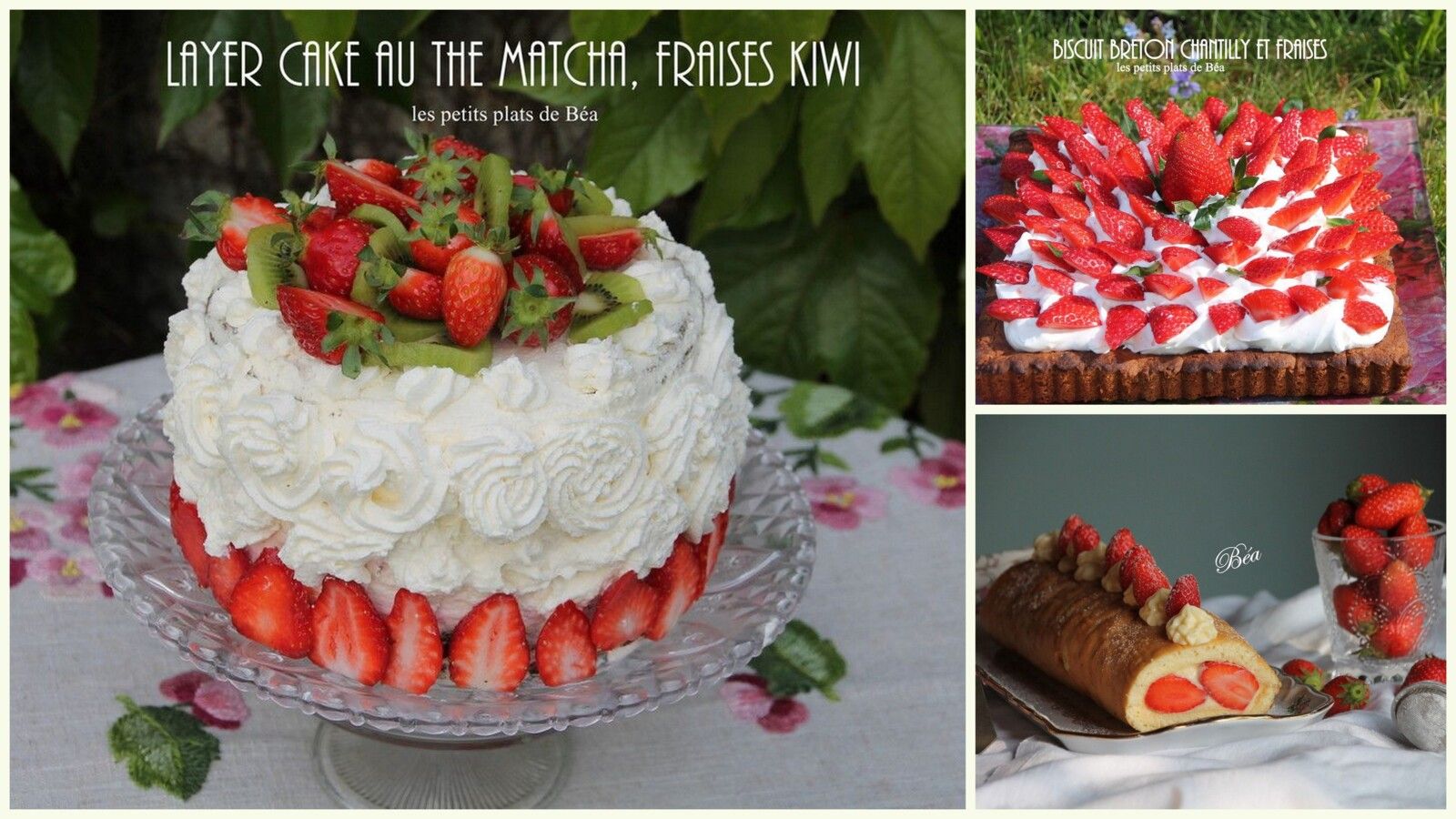 3 gâteaux aux fraises