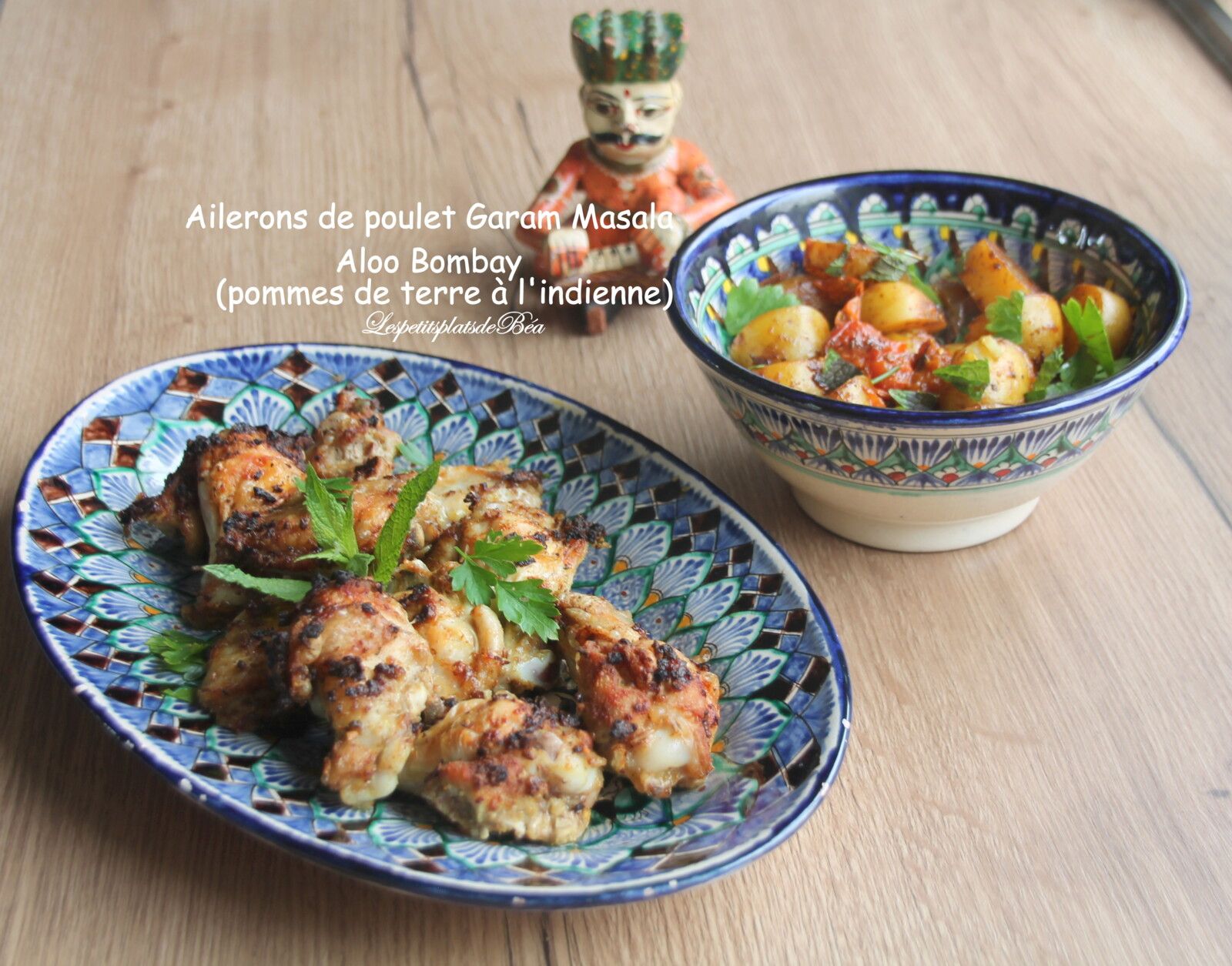 Ailerons de poulet garam masala et Aloo Bombay, pommes de terre à l'indienne