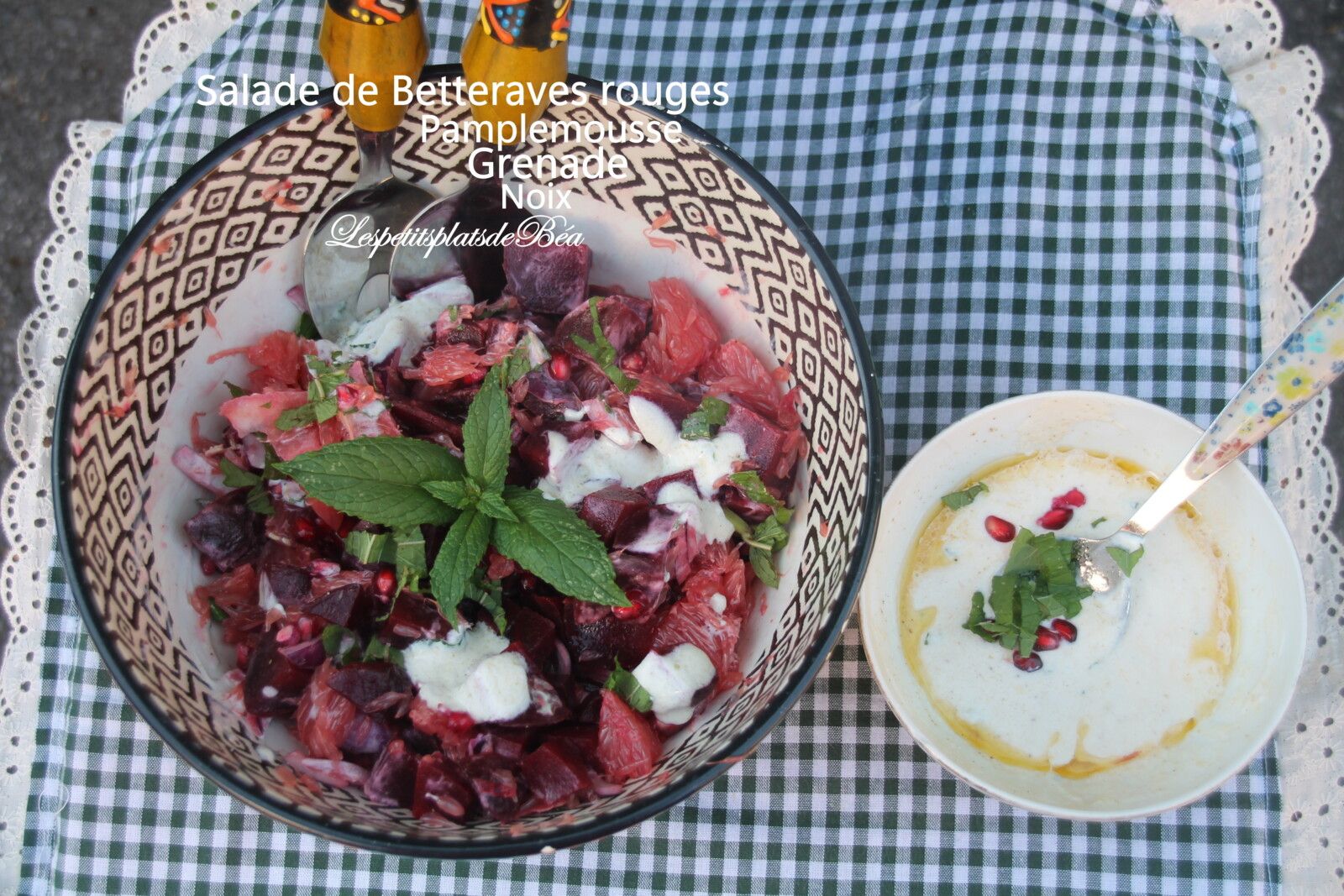 Salade de betteraves rouges, pamplemousse, grenade et noix