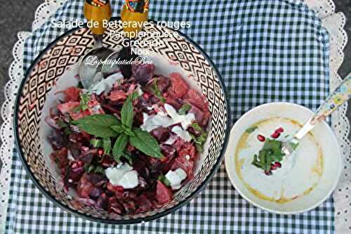 Salade de betteraves rouges, pamplemousse, grenade et noix