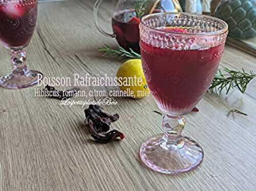Boisson rafraichissante, hibiscus, romarin, citron, cannelle et miel