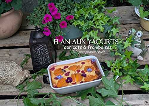 Flan aux yaourts, abricots et framboises